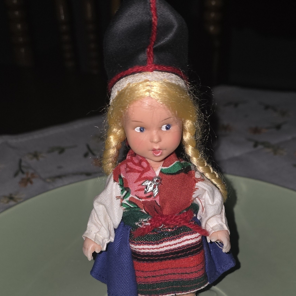 Vintage Swedish Traditional Doll with Braided Hair